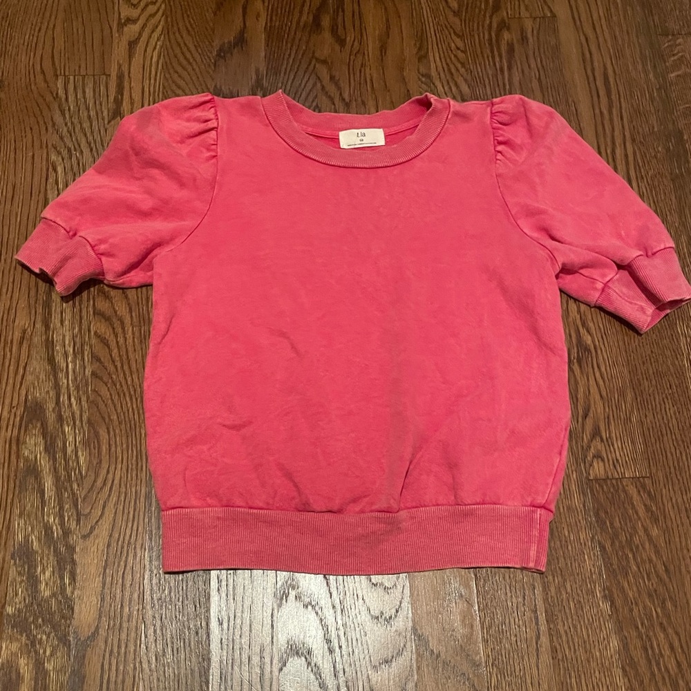T.La Anthropologie Puff-Sleeved Sweatshirt/Sweater